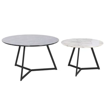 Dohányzóasztal szett mdf, fém 80x80x47,5 cm fekete S/2