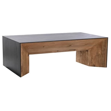 Dohányzóasztal újrahasznosított fa, fenyő 135x75x45 cm barna, fekete