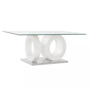 Dohányzóasztal üveg, mdf 110x60x45 cm fehér, átlátszó