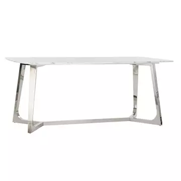 Ebédlőasztal acél, márvány 180x90x76 cm ezüst