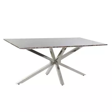 Ebédlőasztal acél, márvány 180x90x76 cm ezüst