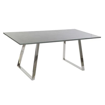 Ebédlőasztal acél, üveg 180x90x76 cm sötétszürke