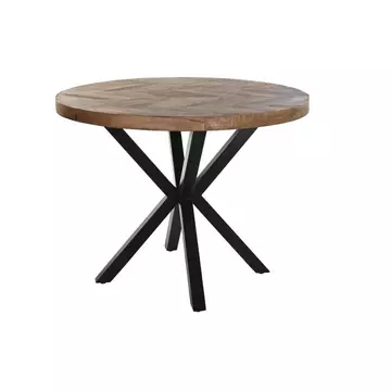 Ebédlőasztal akácfa, fém 100x100x76 cm natúr, fekete