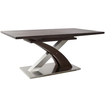 Ebédlőasztal bővíthető acél, mdf 160x90x77 cm sötétbarna, ezüst