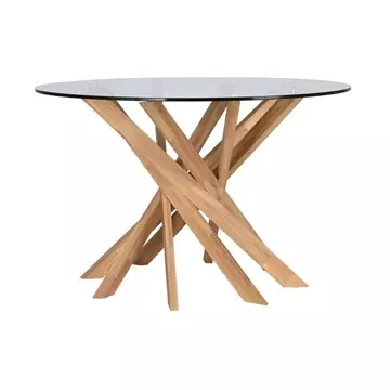 Ebédlőasztal diófa, üveg 120x120x76 cm barna, átlátszó