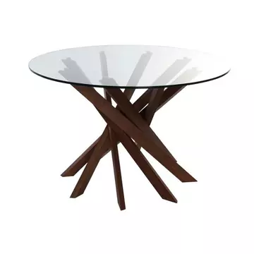 Ebédlőasztal diófa, üveg 120x120x76 cm barna, átlátszó