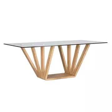 Ebédlőasztal diófa, üveg 200x100x75 cm világosbarna, átlátszó