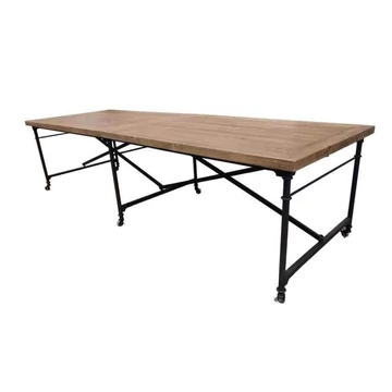 Ebédlőasztal fa, fém 300x100x76 cm natúr