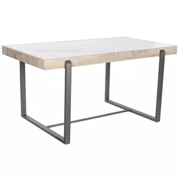 Ebédlőasztal fém, kő 150x85x75 cm fehér, fekete