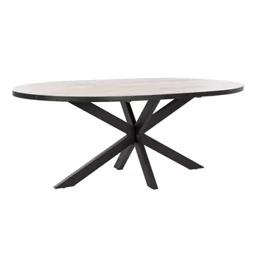 Ebédlőasztal fém, mangófa 200x100x76 cm natúr, fekete