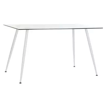 Ebédlőasztal fém, üveg 135x75x75 cm fehér