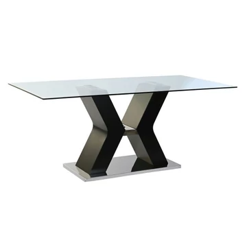Ebédlőasztal hőállóüveg, mdf 180x90x76 cm fekete