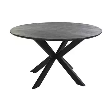Ebédlőasztal mangófa, fém 130x130x76 cm fekete
