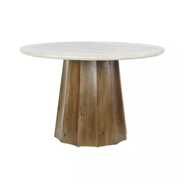 Ebédlőasztal mangófa, márvány 120x120x78 cm bézs, barna