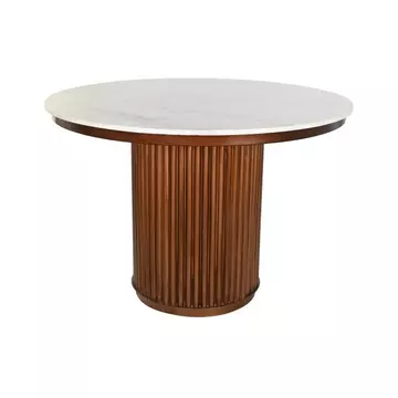 Ebédlőasztal márvány, fém 110x110x76 cm réz, fehér