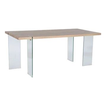 Ebédlőasztal mdf, üveg 180x90x76 cm világosbarna, átlátszó