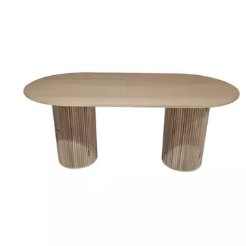 Ebédlőasztal ovális császárfa, mdf 180x90x75 cm natúr