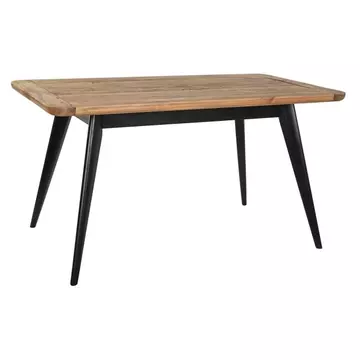 Ebédlőasztal újrahasznosítottfa, fenyő 140x80x75 cm natúr, fekete