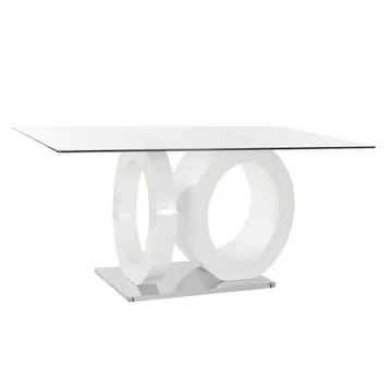 Ebédlőasztal üveg, mdf 160x90x75 cm fehér, átlátszó