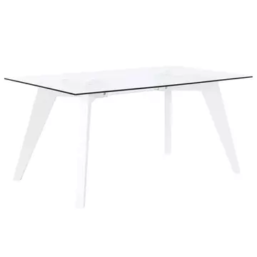 Ebédlőasztal üveg, mdf 160x90x75 cm fehér, átlátszó