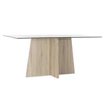 Ebédlőasztal üveg, mdf 160x90x75 cm natúr, átlátszó