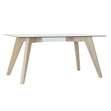 Ebédlőasztal üveg, mdf 160x90x75 cm natúr, átlátszó