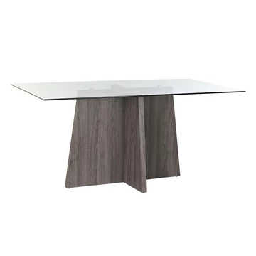 Ebédlőasztal üveg, mdf 160x90x75 cm szürke, átlátszó