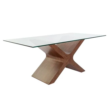 Ebédlőasztal üveg, mdf 180x100x76 cm sötétbarna, átlátszó