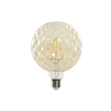 Égő LED-es üveg 12x12x16,5 cm borostyán