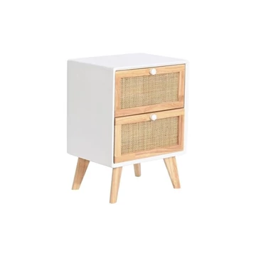Éjjeliszekrény császárfa, rattan 40x30x54 cm fehér, natúr