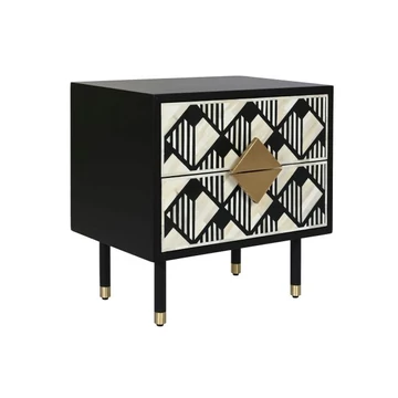 Éjjeliszekrény csont, poly, mdf 50x35x50 cm fehér, fekete