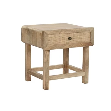 Éjjeliszekrény mangófa, rattan 50x40x50 cm barna, natúr
