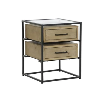 Éjjeliszekrény mdf, fém 45x45x58 cm natúr, fekete