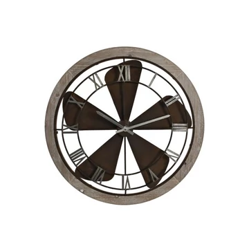 Falióra propeller fém, mdf 79x9x80 cm sötétbarna, natúr
