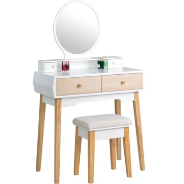 Fésülködő asztal mdf 80x40x125 cm fehér, natúr S/2