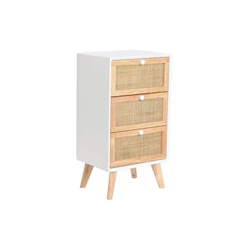 Fiókos szekrény császárfa, rattan 40x30x72 cm fehér, natúr