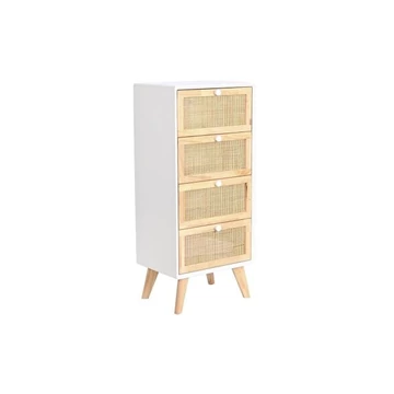 Fiókos szekrény császárfa, rattan 40x30x90 cm fehér, natúr
