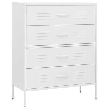 Fiókos szekrény fém 80x35x102 cm fehér