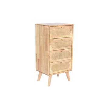 Fiókos szekrény gumifa, rattan, fém 40x30x78 cm natúr