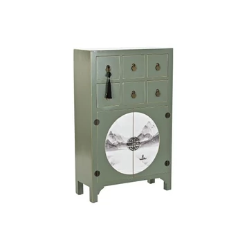 Fiókos szekrény keleti lucfenyő, mdf, fém 63x28x101 cm zöld, fehér