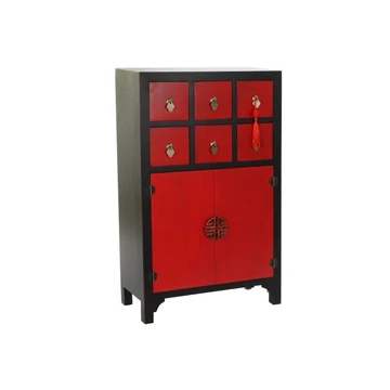 Fiókos szekrény lucfenyő, mdf 63x27x101 cm piros, fekete