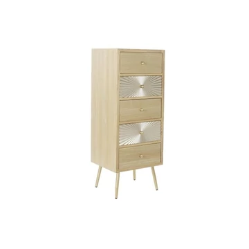 Fiókos szekrény mdf, lucfenyő, fém 45x38x117 cm natúr, arany