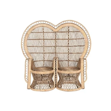 Fotel 2 személyes rattan 153x67x145 cm natúr