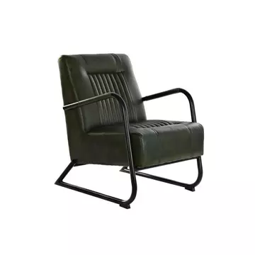 Fotel bőr, fém 62x82x84 cm zöld, fekete