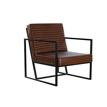 Fotel bőr, fém 75x89x90 cm barna, fekete