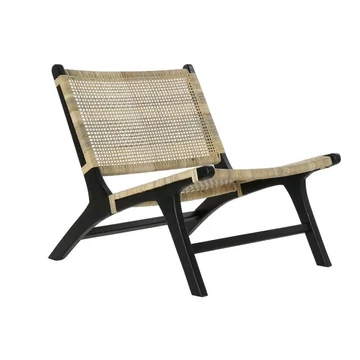 Fotel fonott teakfa, rattan 65x78x68 cm fekete, natúr