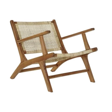 Fotel fonott teakfa, rattan 69x78x68 cm natúr, világosbarna