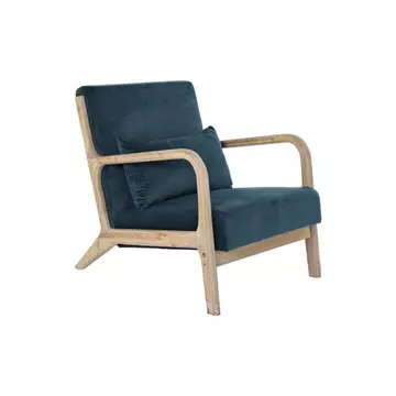 Fotel párnával fa, poliészter 66x79x75 cm türkizkék