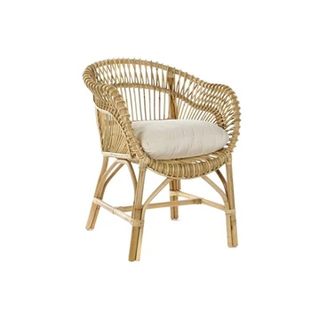 Fotel párnával rattan, pamut 62x65x85 cm natúr, fehér