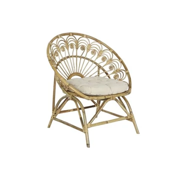 Fotel párnával rattan, pamut 80x66x89 cm barna, fehér